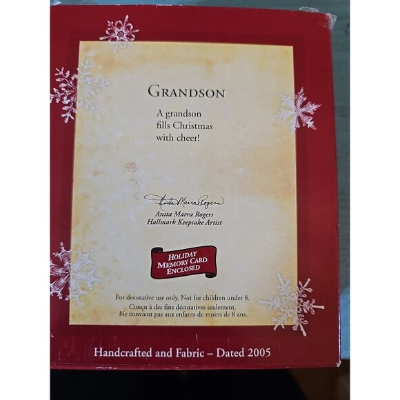 Hallmark Grandson Stocking Keepsake Ornament Dated 2005 A Grandson Is Cheer Vtg - Picture 5 of 9